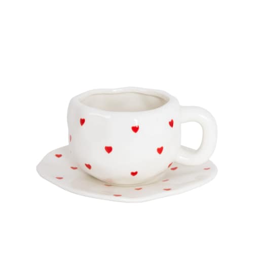 Filiżanka do kawy herbaty ze spodkiem SHP LOVE 285 ml biała