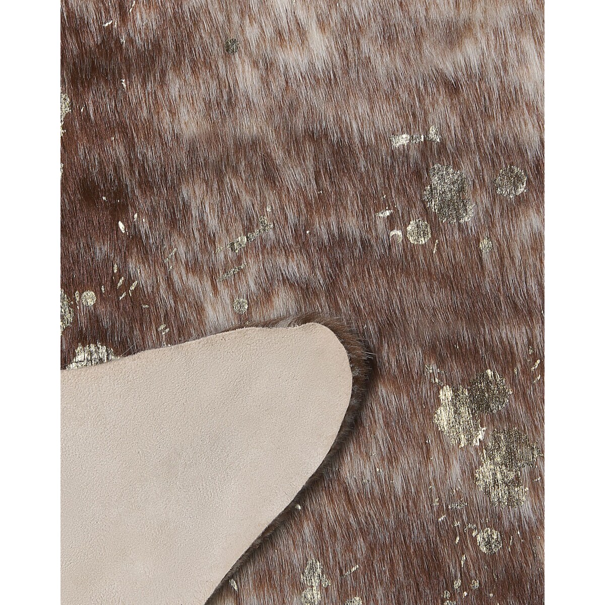 Dywan ekoskóra w łaty 150 x 200 cm brązowy ze złotym BOGONG