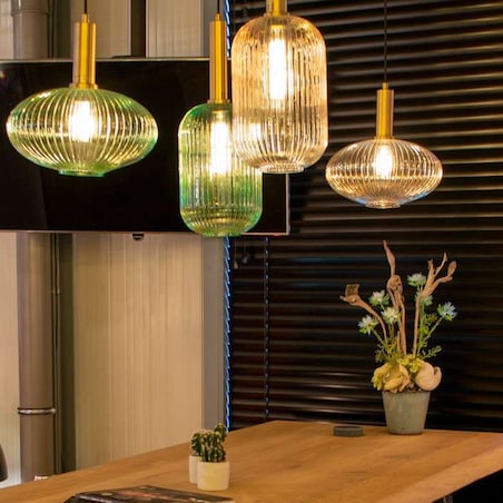 LAMPA wisząca MALOTO 45386/30/33 Lucide loftowa OPRAWA szklany zwis zielony mosiądz