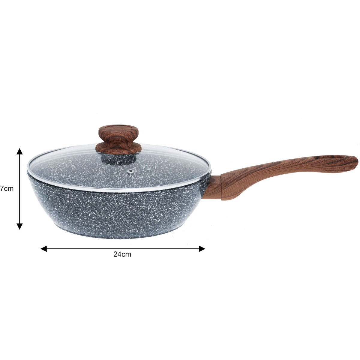 Patelnia wok z pokrywką 24cm indukcja gaz KINGHOFF granit wood