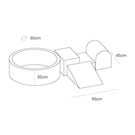 Piankowy Plac Zabaw z Basenem 230x45cm/bez Piłek dla Dziecka, Velvet, Pudroworóżowy