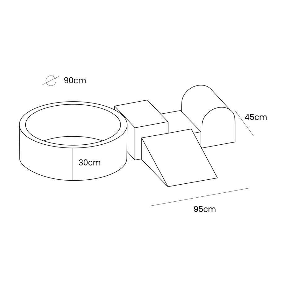 Piankowy Plac Zabaw z Basenem 230x45cm/bez Piłek dla Dziecka, Velvet, Pudroworóżowy