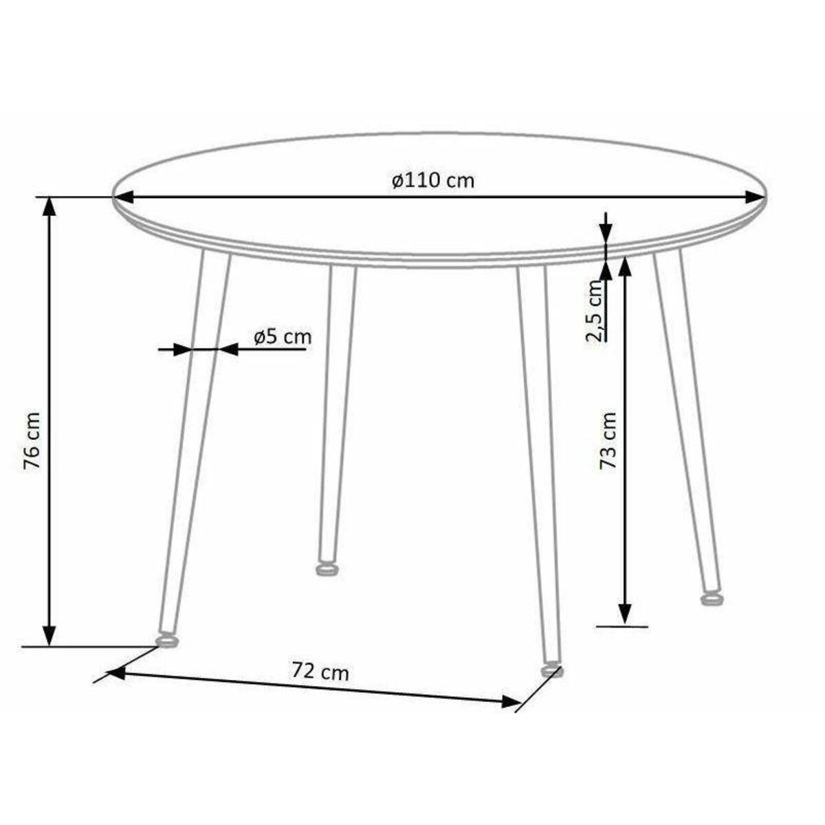 STÓŁ OKRĄGŁY 110 cm Nicode ORZECH złote nogi MDF I STAL