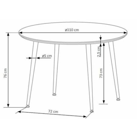 STÓŁ OKRĄGŁY 110 cm Nicode ORZECH złote nogi MDF I STAL