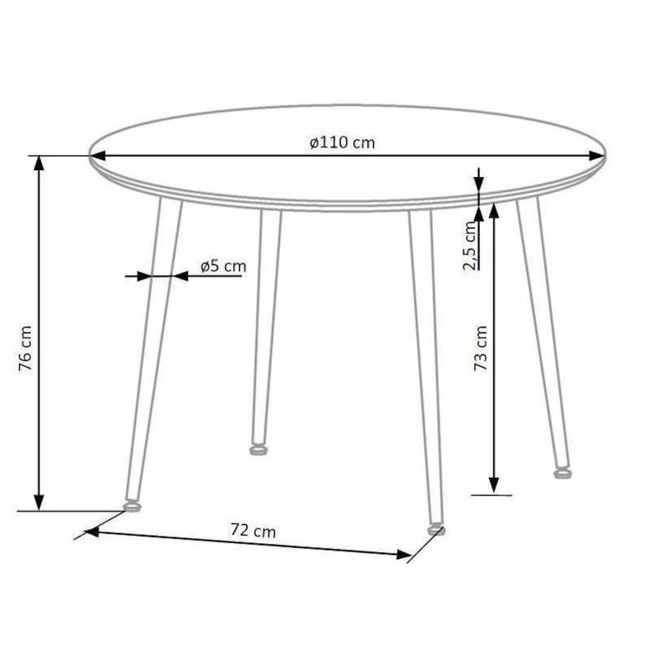 STÓŁ OKRĄGŁY 110 cm Nicode ORZECH złote nogi MDF I STAL