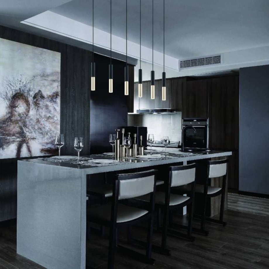 Wisząca LAMPA industrialna Slimi S Nero / Gold Orlicki Design metalowa OPRAWA zwis tuba LED 3,5W czarna złota