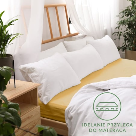 Prześcieradło jersey z gumką 140x200 kolor Musztardowy