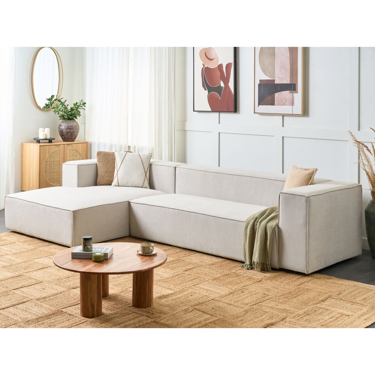 Narożnik 3-osobowy prawostronny beżowy VERNON