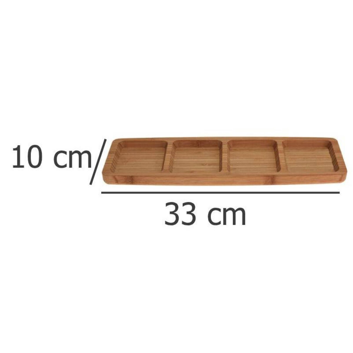 Bambusowa taca na przekąski, podłużna patera - 4 przegrody