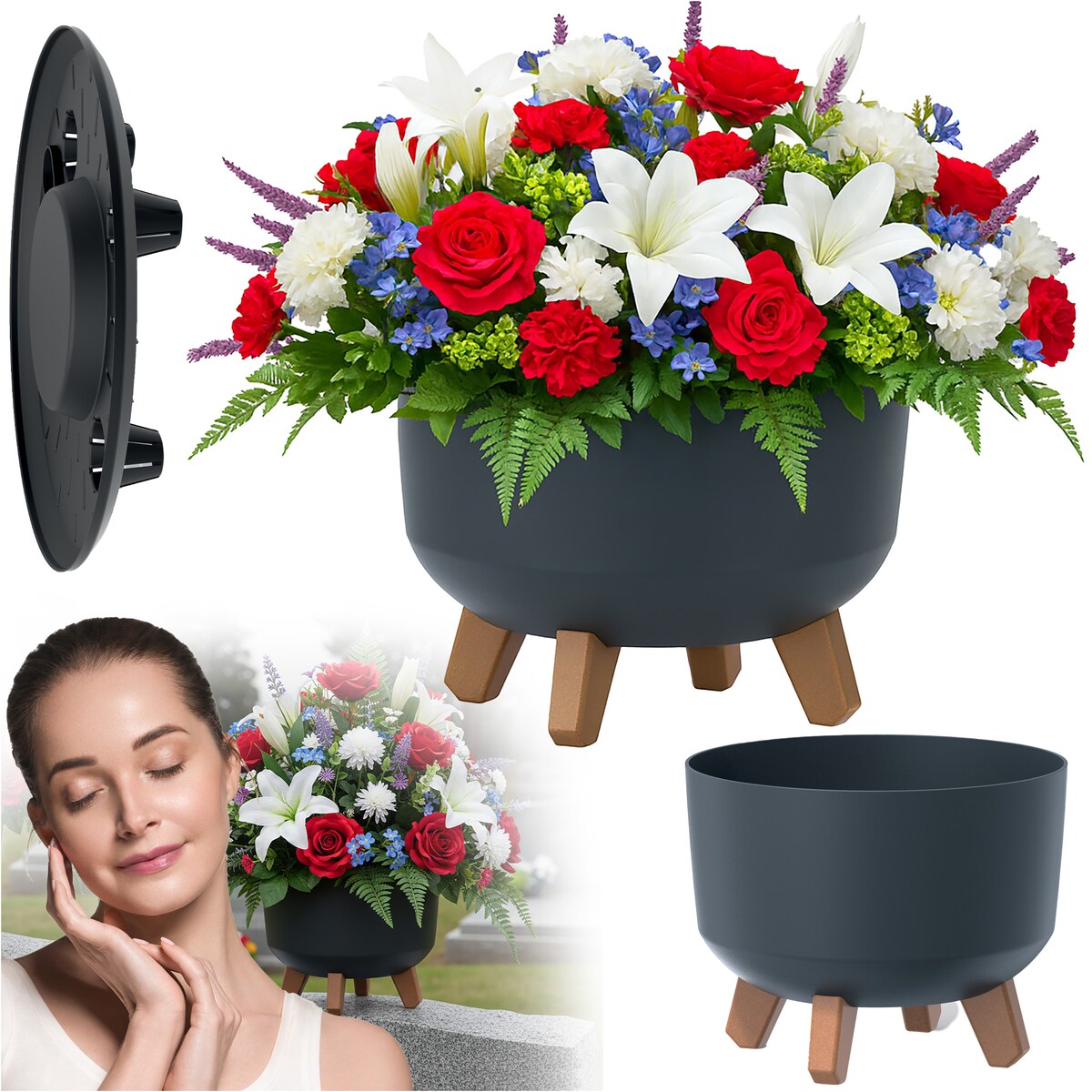 Donica Na Cmentarz Misa Na Nóżkach Doniczka Na Wszystkich Świętych 23,8 Cm Gracia Standard