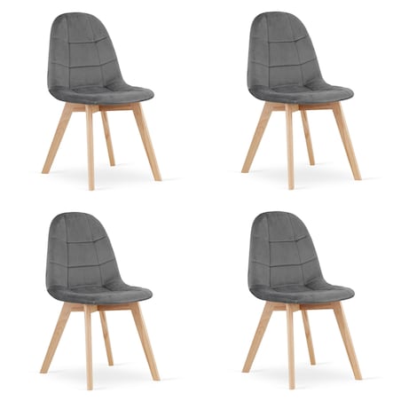 Krzesło Do Jadalni Kuchni Salonu Bora - Ciemny Szary Aksamit X 4