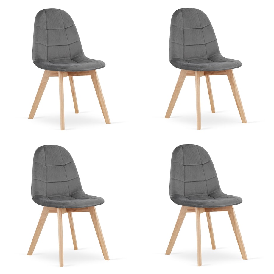 Krzesło Do Jadalni Kuchni Salonu Bora - Ciemny Szary Aksamit X 4