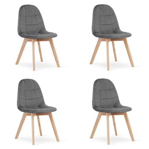 Krzesło Do Jadalni Kuchni Salonu Bora - Ciemny Szary Aksamit X 4