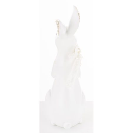 Dekoracja - biała króliczka z perełkami w uszkach 37,5x12,5x17 cm big