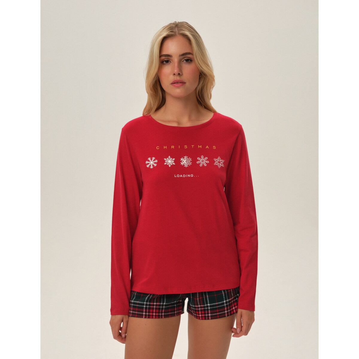 Piżama Feli 41898-33X Czerwone Czerwony, XXL