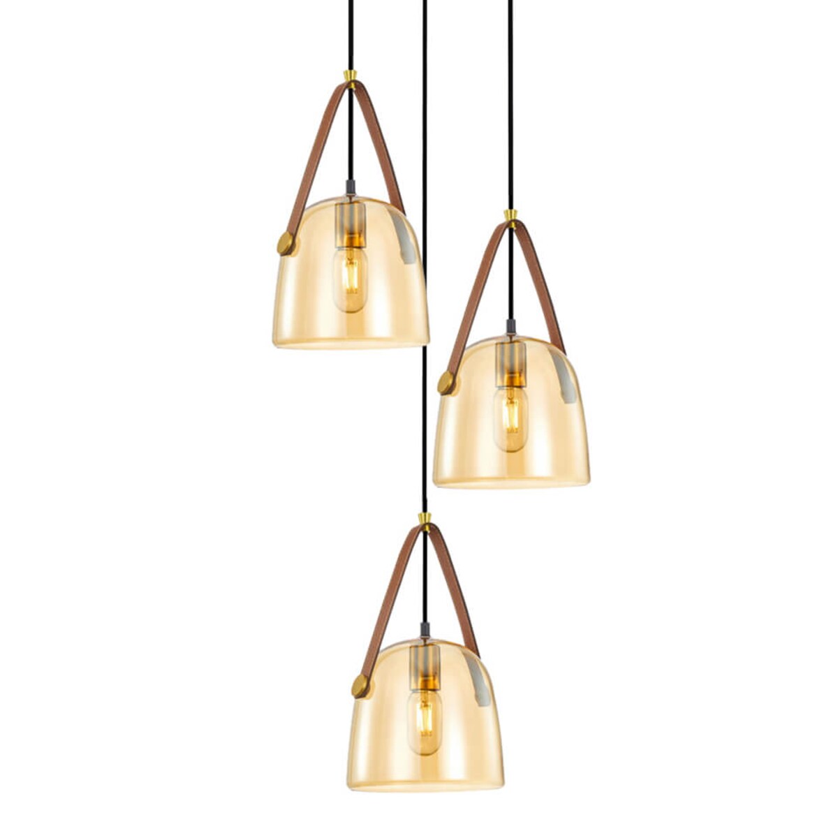 Szklana lampa wisząca Solta PND-24342-3A-BK-AMB Italux czarny bursztynowy
