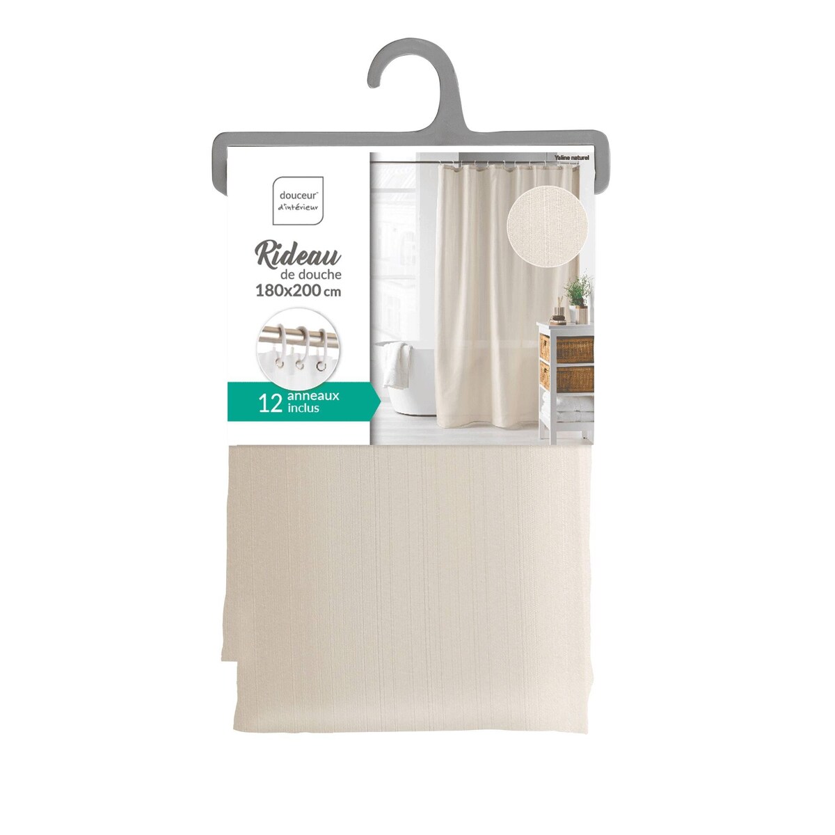 Poliestrowa zasłona prysznicowa YALINE, 180 x 200 cm