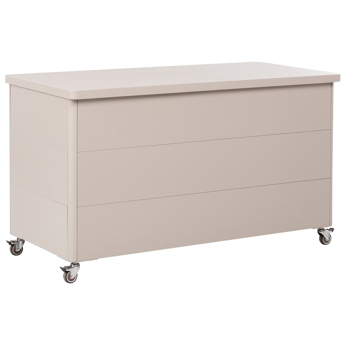 Skrzynia ogrodowa KYMI 136 cm 55 cm Metal z kółkami Beżowy