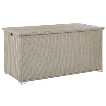 Skrzynia ogrodowa z technorattanu 155 x 75 cm beżowoszara MODENA