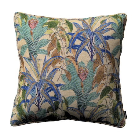 Poszewka Gabi na poduszkę 45x45 zielono-niebieskie motywy roślinne