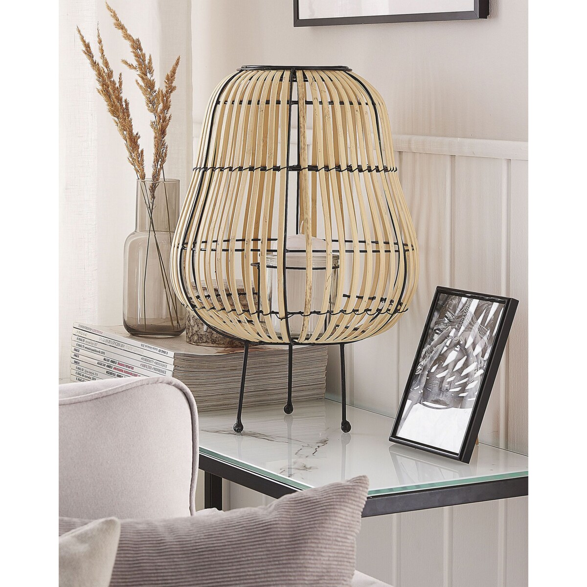 Lampion drewniany 44 cm naturalny BERKNER