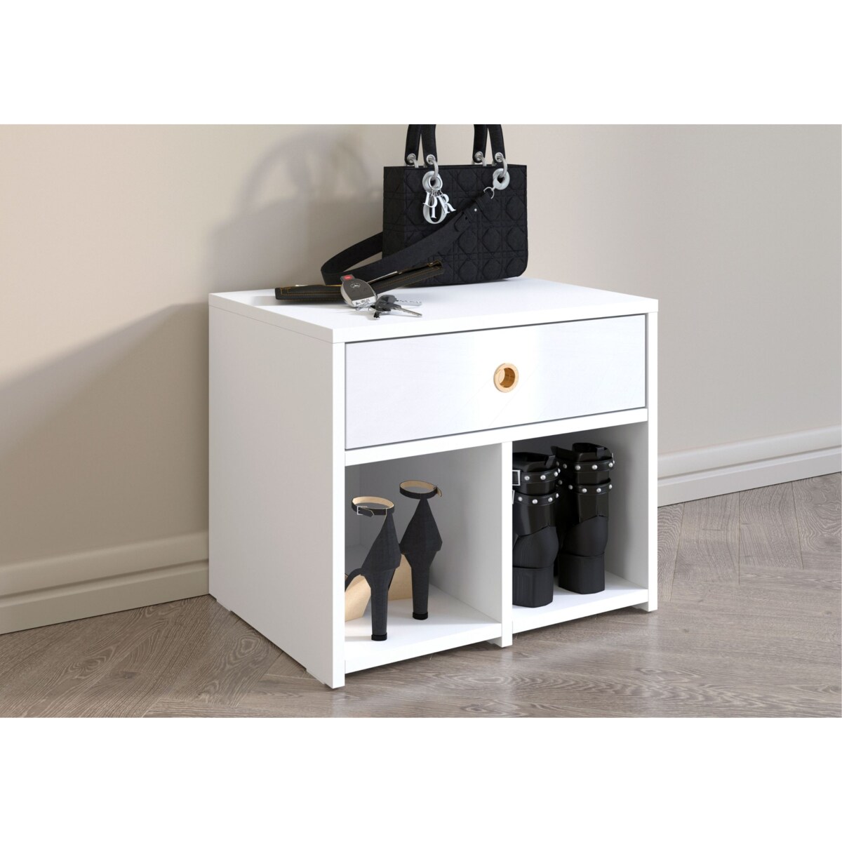 Biała Szafka Mirage z szufladą / wysoki połysk / szer. 54 cm