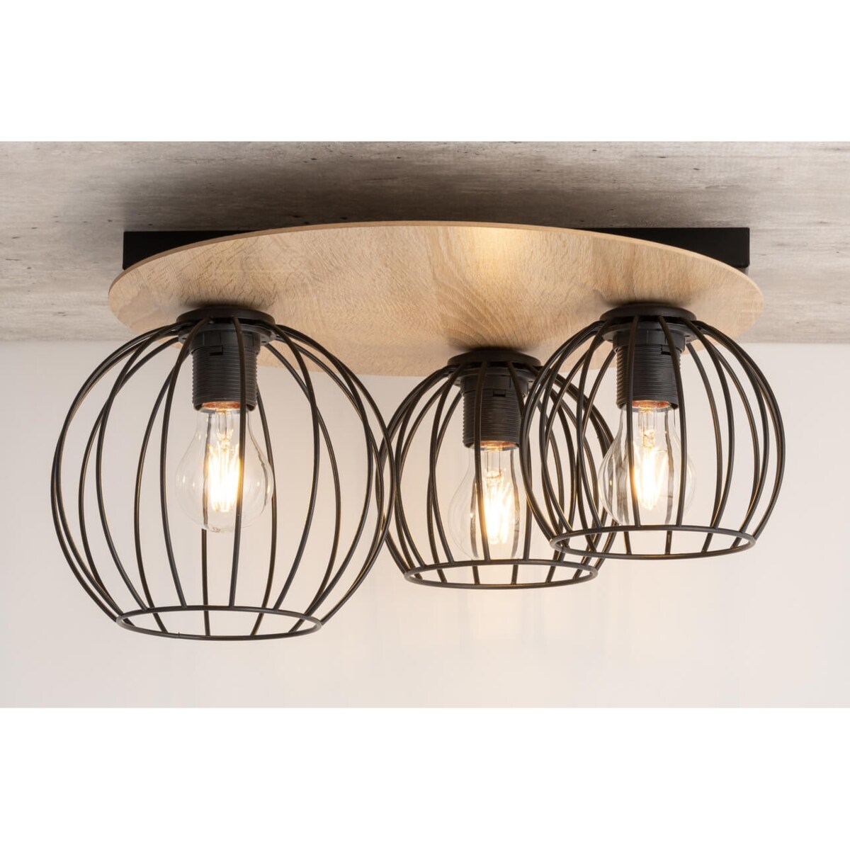 Lampa sufitowa Cyber 32356 druciak do przedpokoju czarny drewno