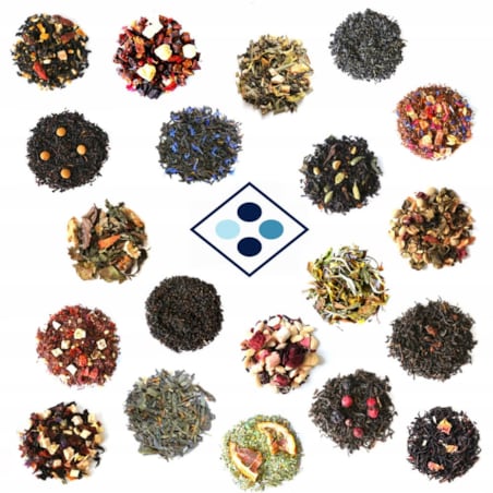 ZESTAW PREZENTOWY UPOMINKOWY BOX - 20 RÓŻNYCH HERBAT SYPANYCH W SASZETKACH - PREZENT UPOMINEK DLA TATY TEŚCIA NA DZIEŃ OJCA URODZINY