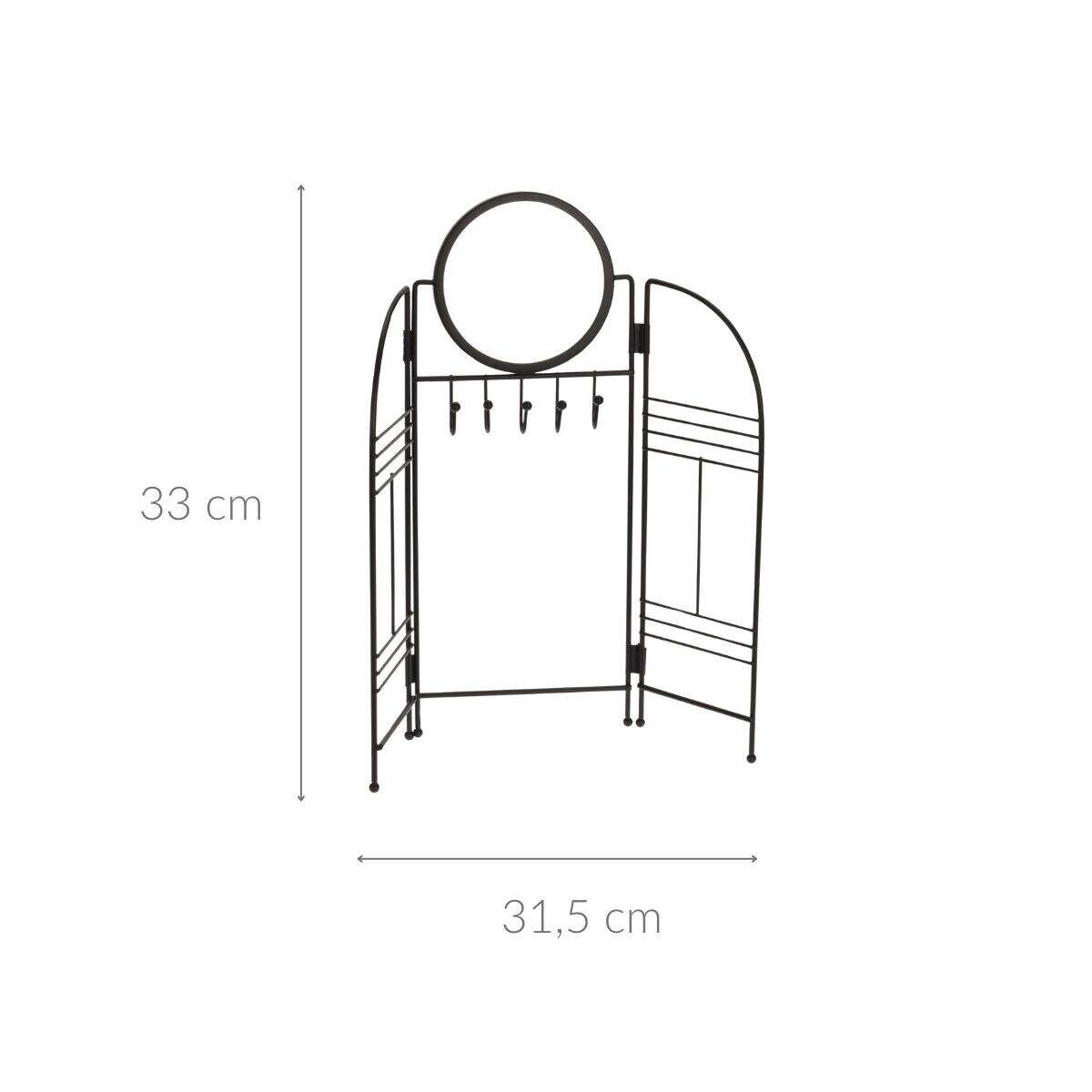 Wieszak na biżuterię z lusterkiem, metalowy