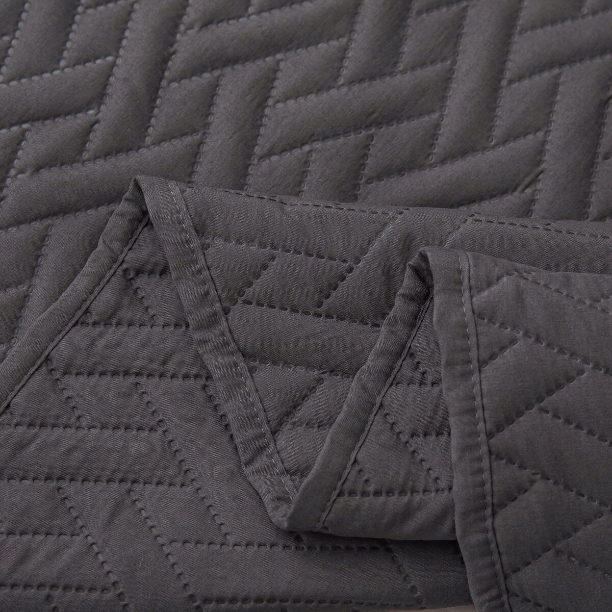 Narzuta na Łóżko 200 x 220 Pikowana Dash Grafit Dwustronna Jednokolorowa