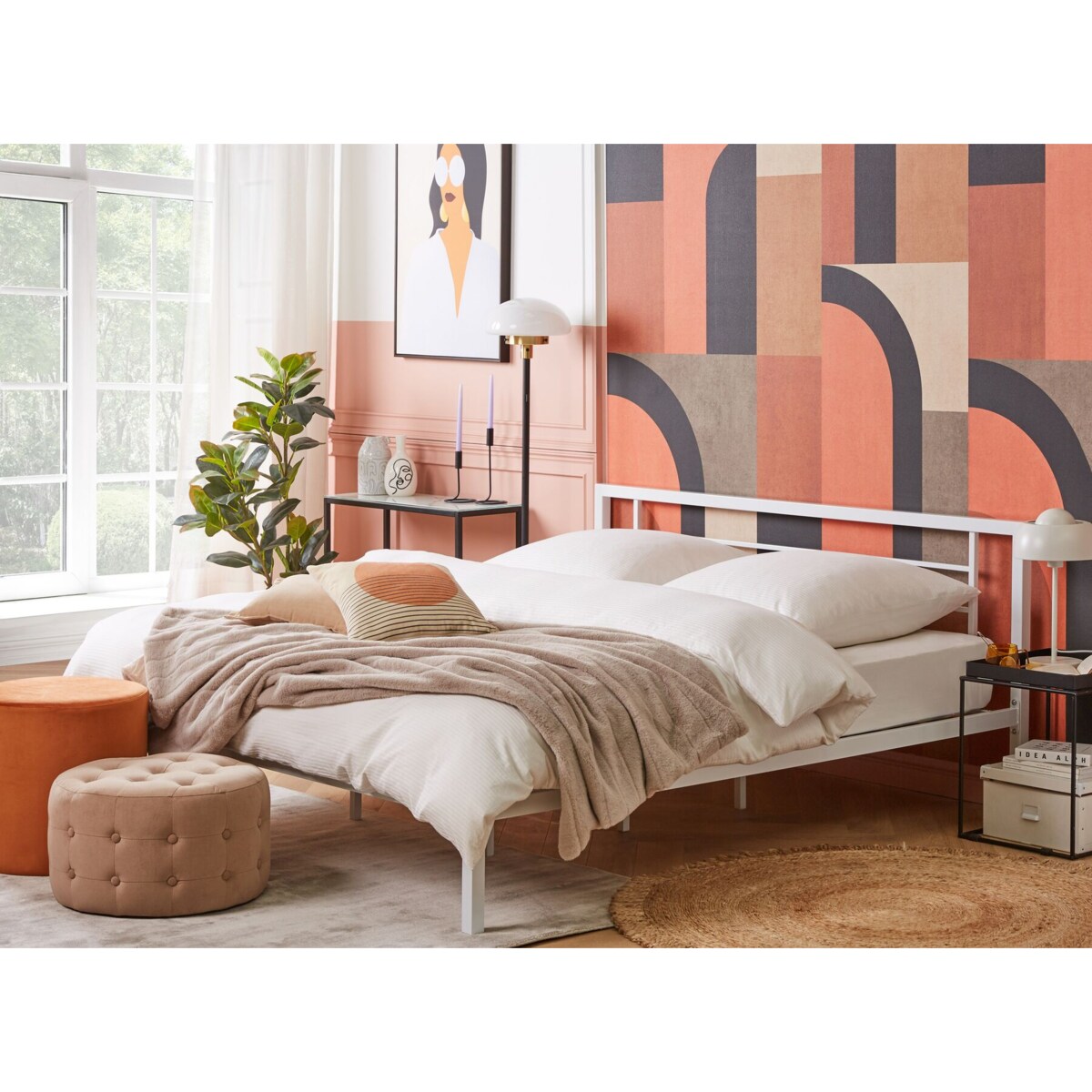 Łóżko metalowe 180 x 200 cm białe CUSSET