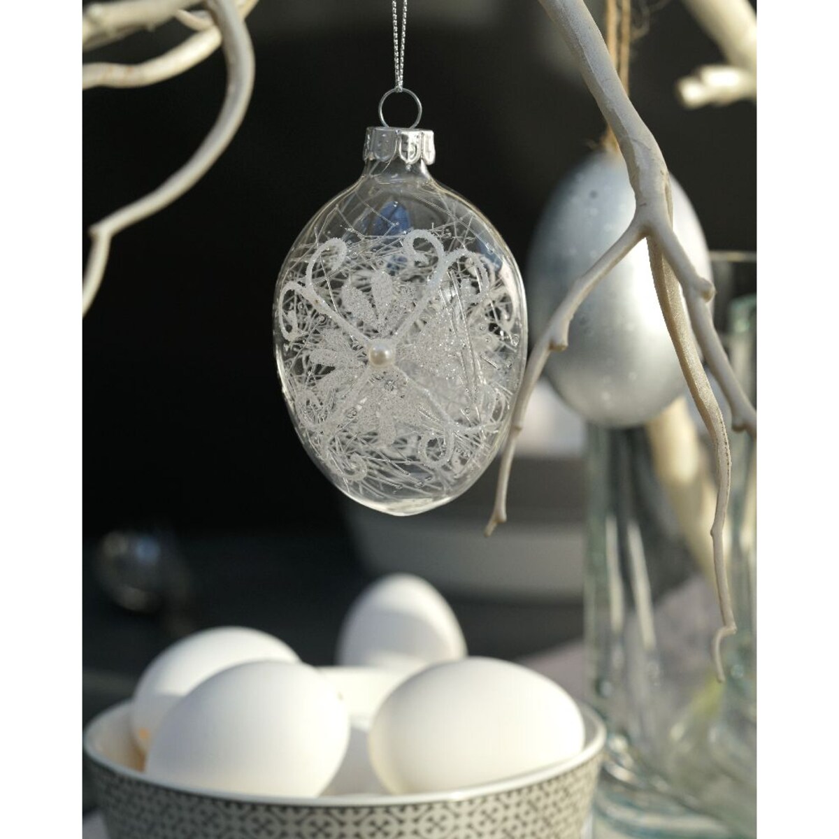 VILLA ITALIA Bombka jajko szklane dekorowane 8,5 cm