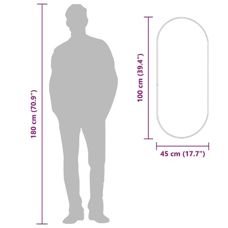 vidaXL Lustro ścienne, czarne, 100x45 cm, owalne