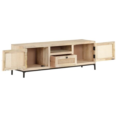 vidaXL Szafka pod TV, 120x30x40 cm, drewno mango i naturalna trzcina