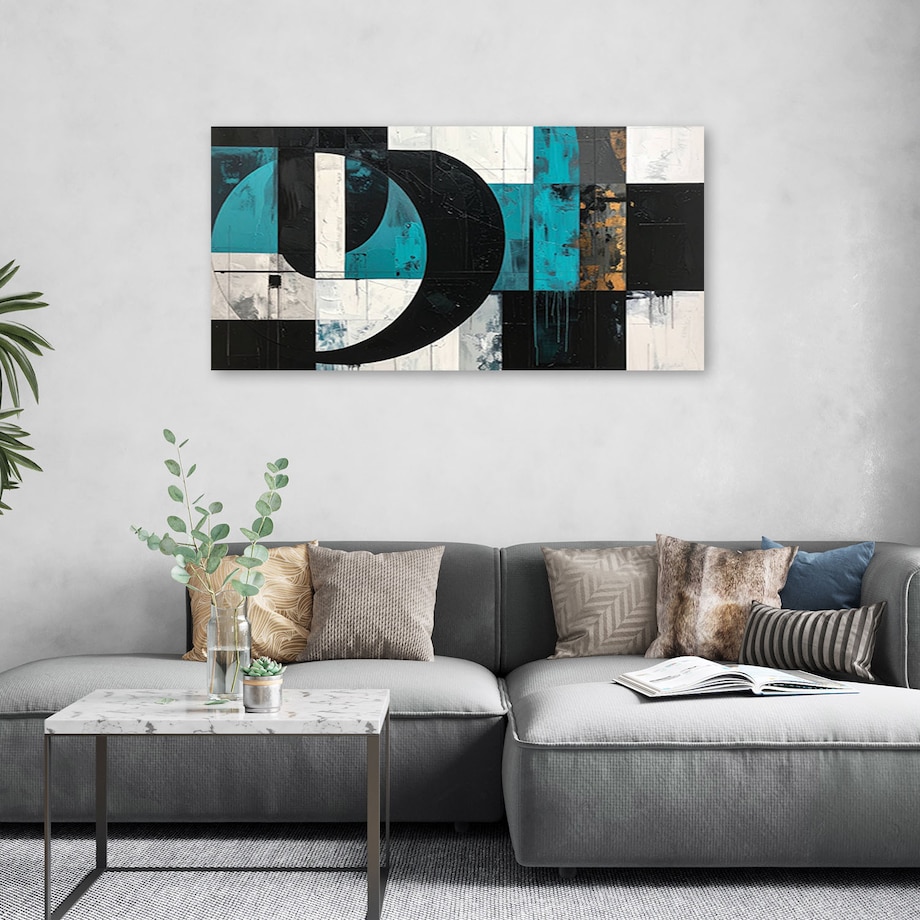 Obraz do salonu sypialni biura, Geometryczne kształty abstrakcja turkusowy