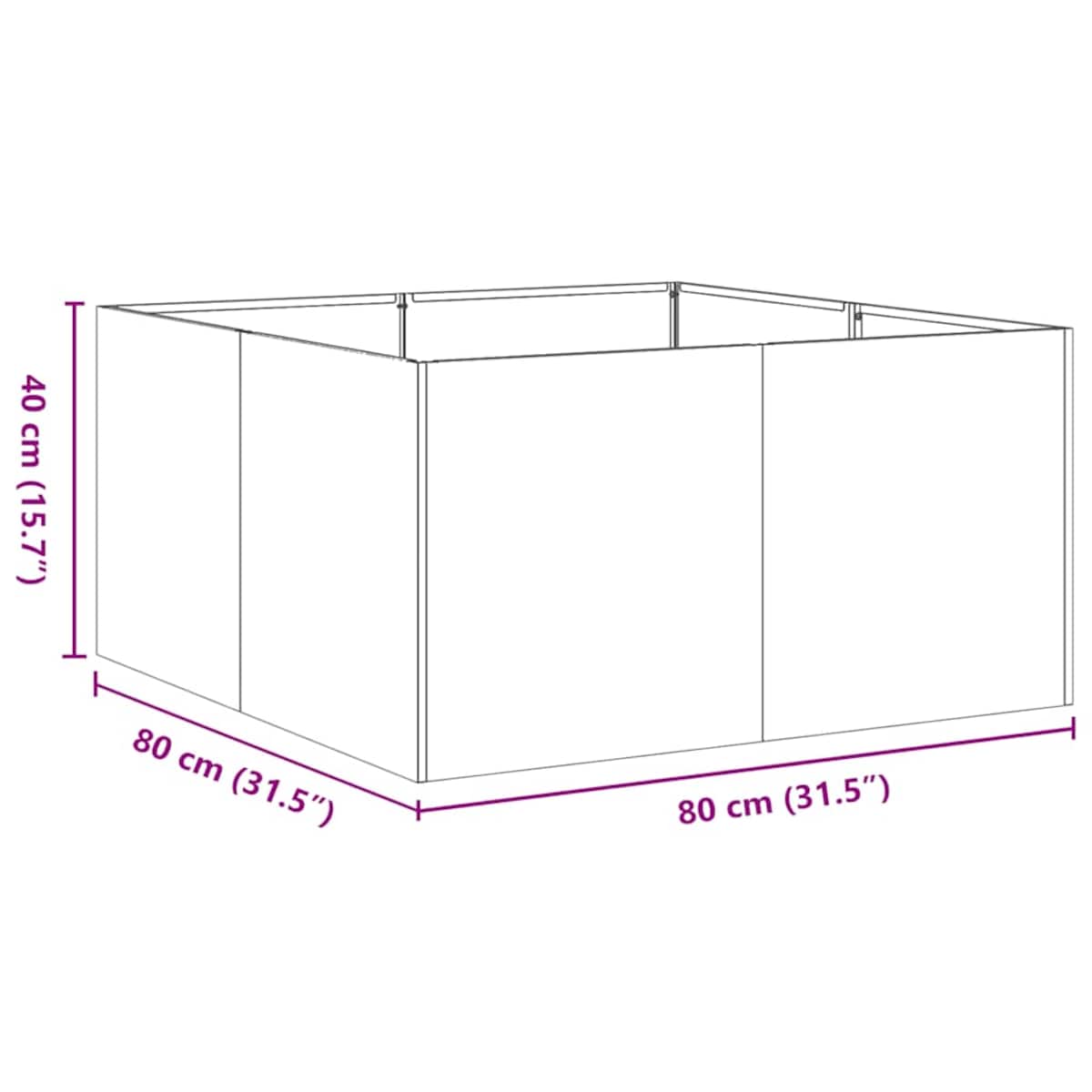 vidaXL Doniczka 80x80x40 cm Stal ocynkowana