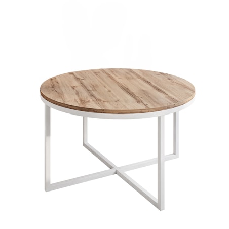 Okrągły stolik kawowy CIRI-X biały dąb wotan