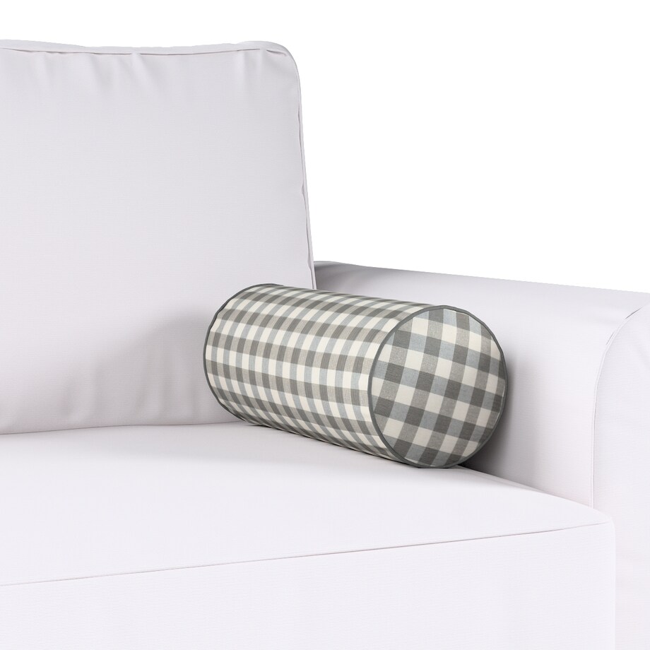 Poduszka wałek prosty, szaro-biała kratka (1,5x1,5cm), Ø16 x 40 cm, Quadro