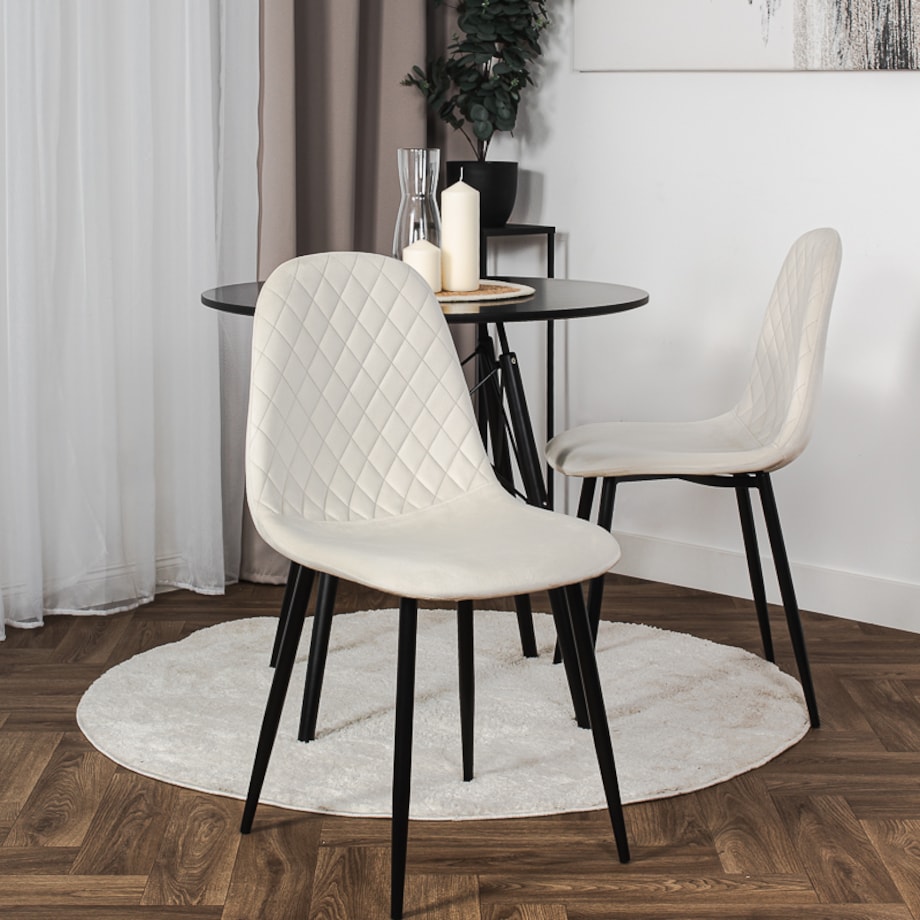 Krzesło tapicerowane nowoczesne pikowane do salonu jadalni beżowe