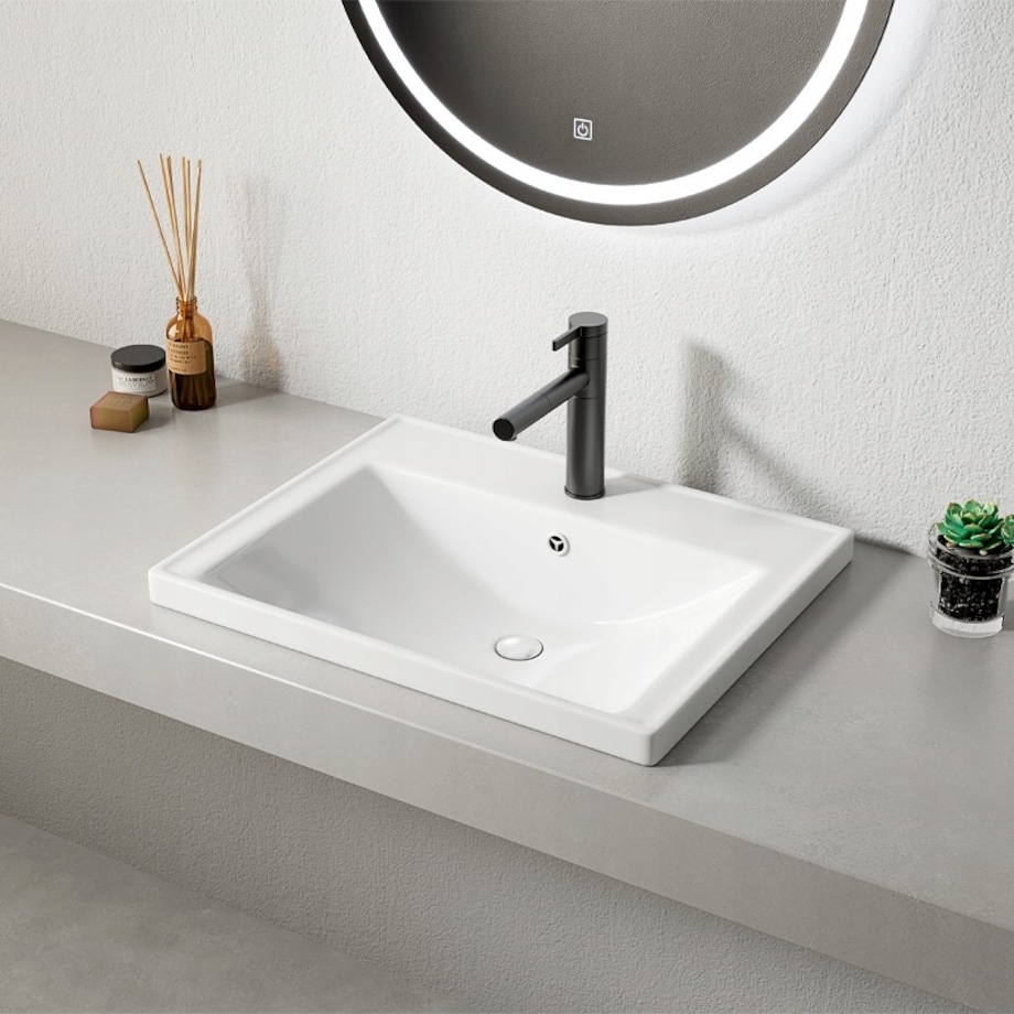 Umywalka ceramiczna biała prostokątna 52x41cm