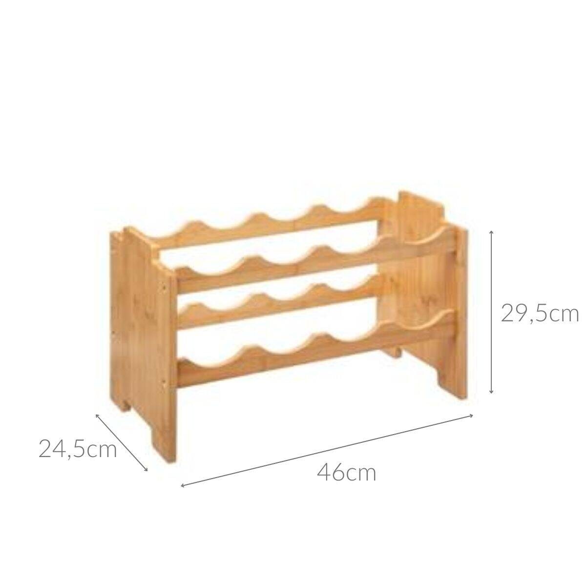 Stojak na wino bambusowy, 46 x 24,5 x 29,5 cm, na 8 butelek