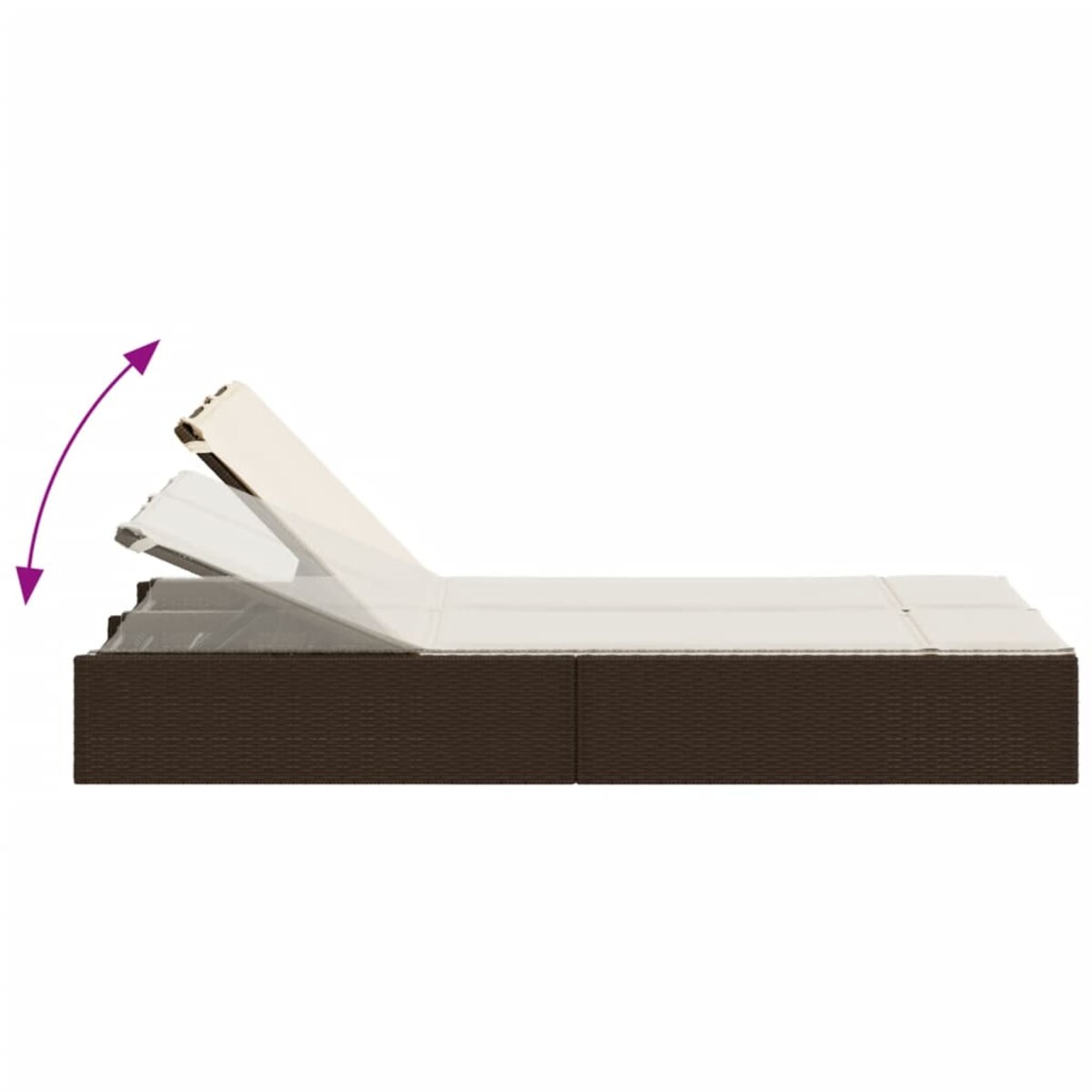 vidaXL Podwójna leżanka z poduszkami, brązowa, polirattan