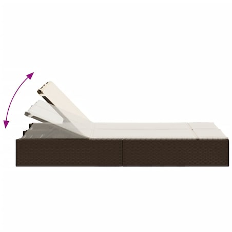 vidaXL Podwójna leżanka z poduszkami, brązowa, polirattan