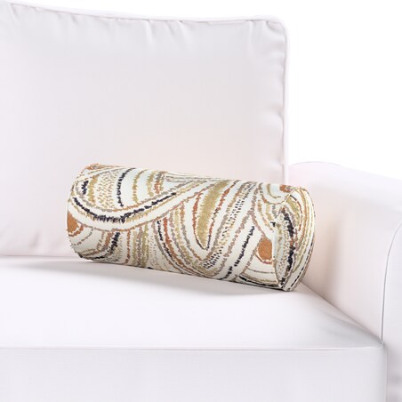 Poduszka wałek prosty, oliwkowo-pomarańczowe łuki na kremowym tle, Ø16 x 40 cm, Cosy Home
