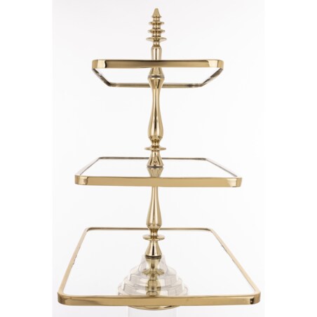Patera 3-poziomowa szklana 55x47x31 cm ETERA-3 złota