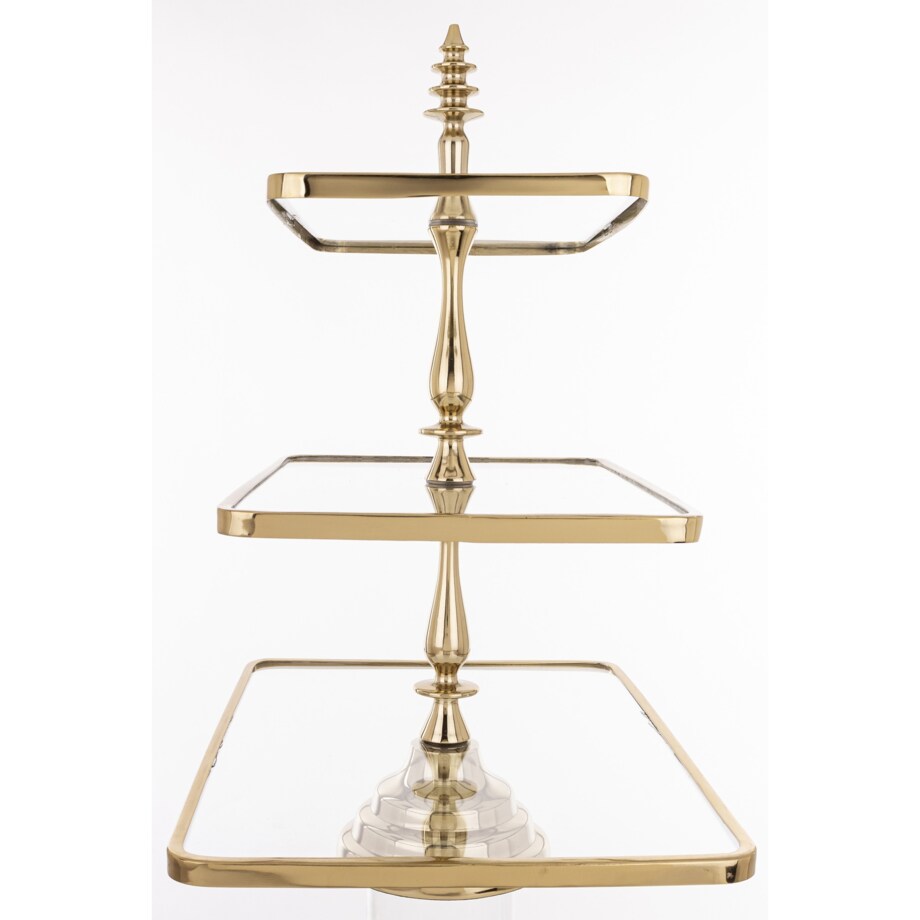 Patera 3-poziomowa szklana 55x47x31 cm ETERA-3 złota