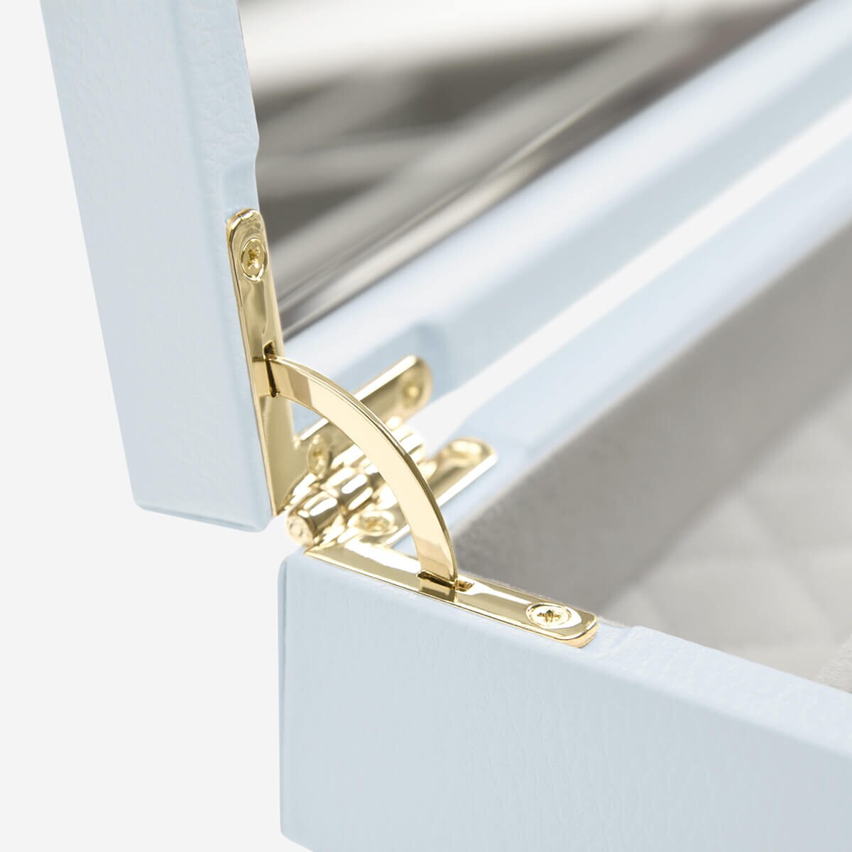 Szkatułka na biżuterię Loves Luxury błękitna z pokrywką i lusterkiem