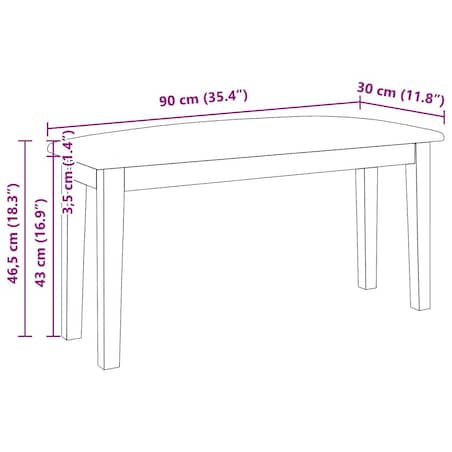 vidaXL Ławka 90 cm Biała lite drewno guma