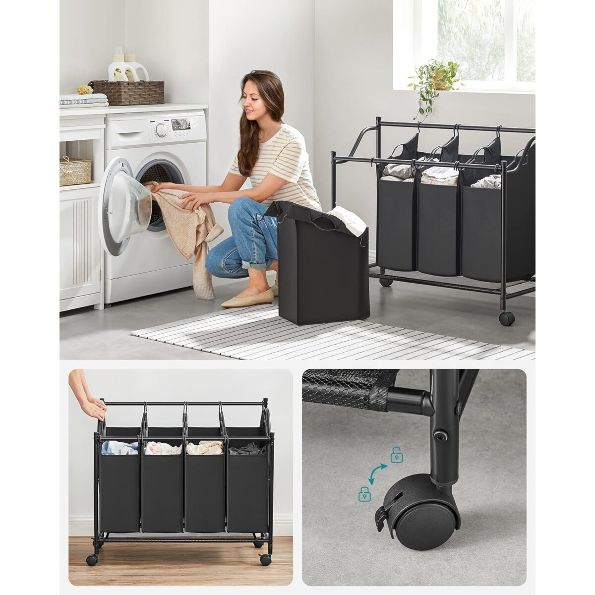 Kosz Na Pranie Ręczniki Bielizne Do Łazienki Pralni Czarny