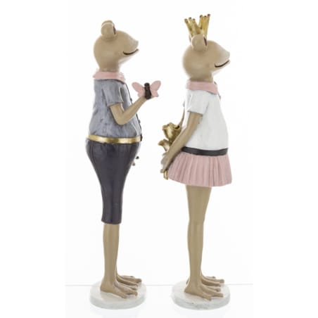 Dekoracja - Królowa żaba z małżonkiem 28x7,5x7 i 27,5x7,5x6 cm różowa spódniczka